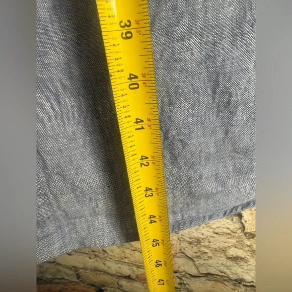 Garnet Hill size 8 linen Casual Blue Button-Up Dress. A652 - Picture 6 of 7